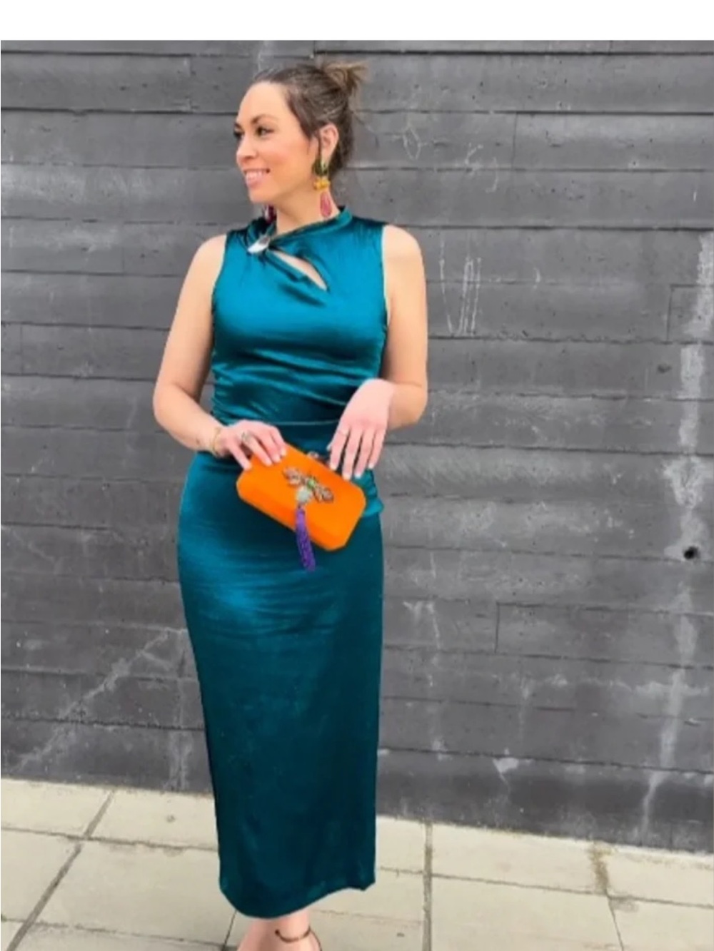 Zara Teal Satin Midi Dress